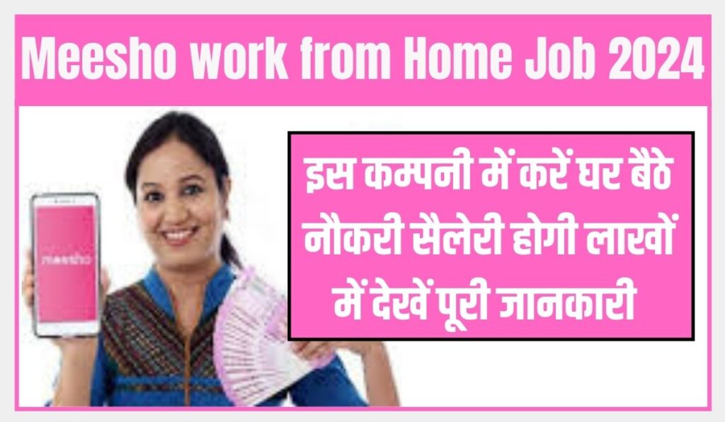 Meesho work from Home Job 2024 : इस कम्पनी में करें घर बैठे नौकरी सैलेरी होगी लाखों में देखें पूरी जानकारी