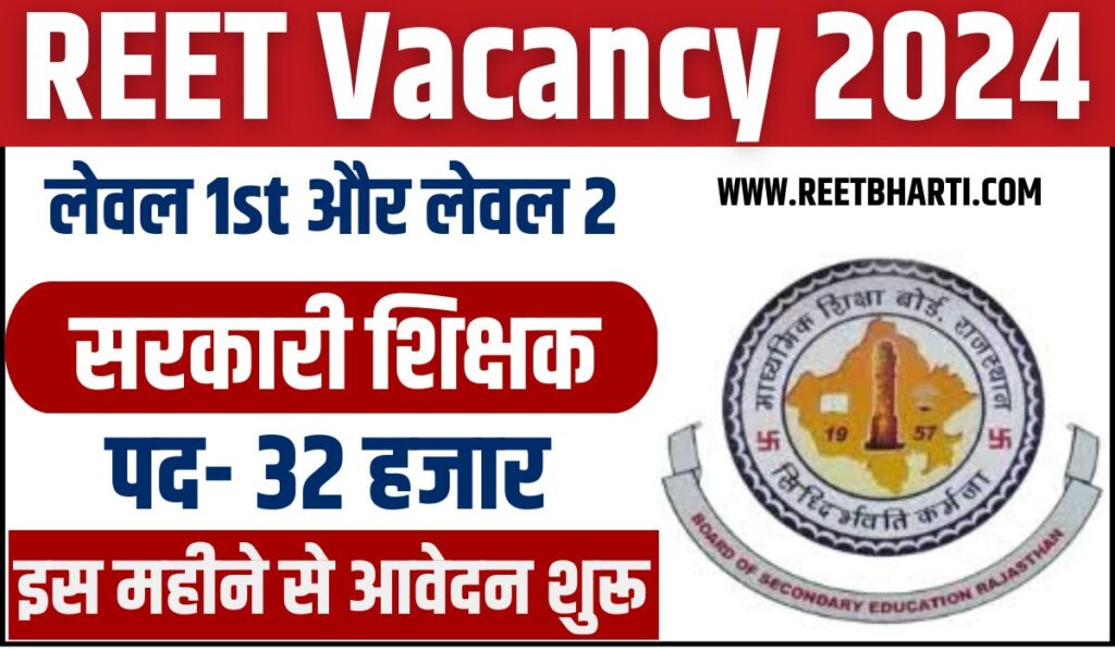 REET Vacancy 2024 : रीट भर्ती 50000+ पद विज्ञापन जारी, आवेदन शुरु हुए 3 बड़े बदलाव जानें पूरी जानकारी